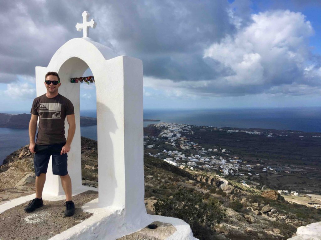 Looking down at Oia off in the distance.