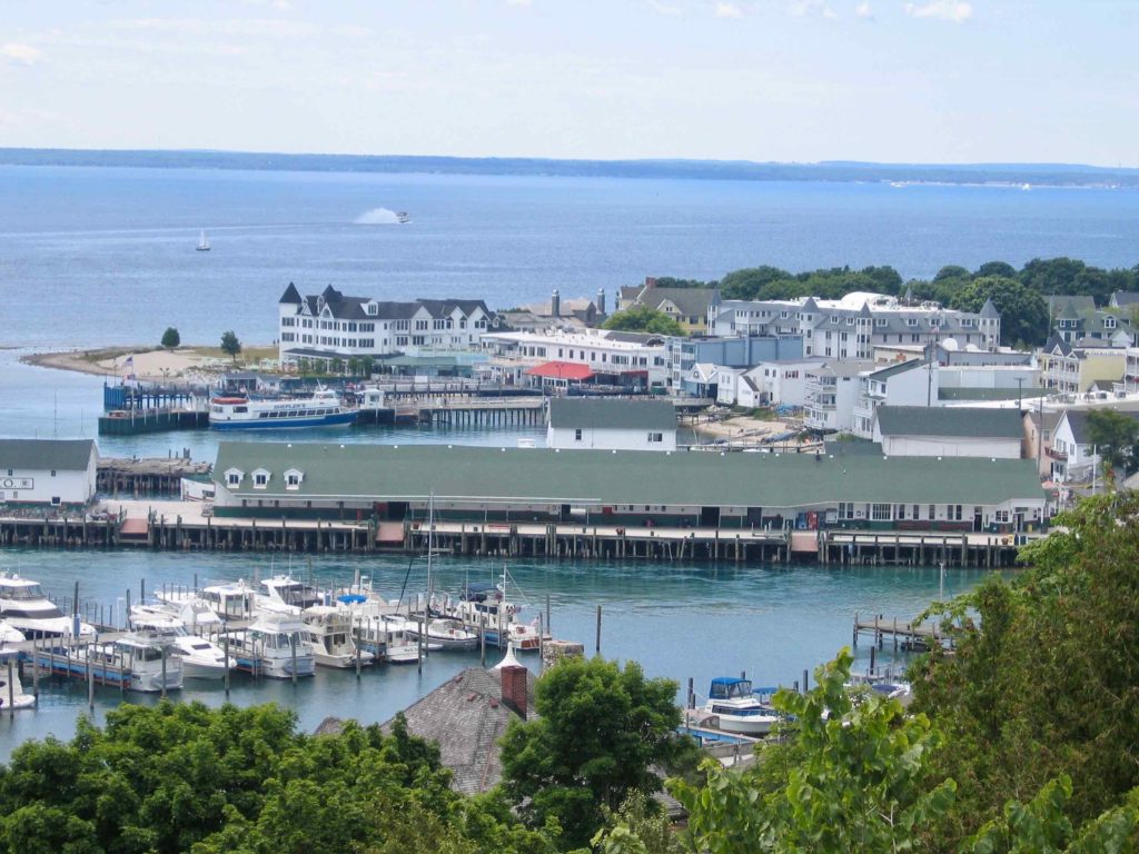 Downtown Mackinac, harbor, and marina.