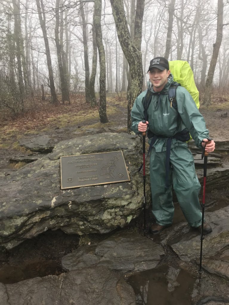 After 8.8 miles of wet and muddy terrain, I finally arrived at the summit of Spring Mountain, the start of the AT!