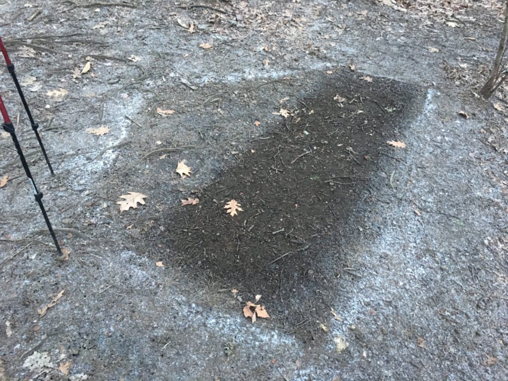 My tent footprint after the morning frost