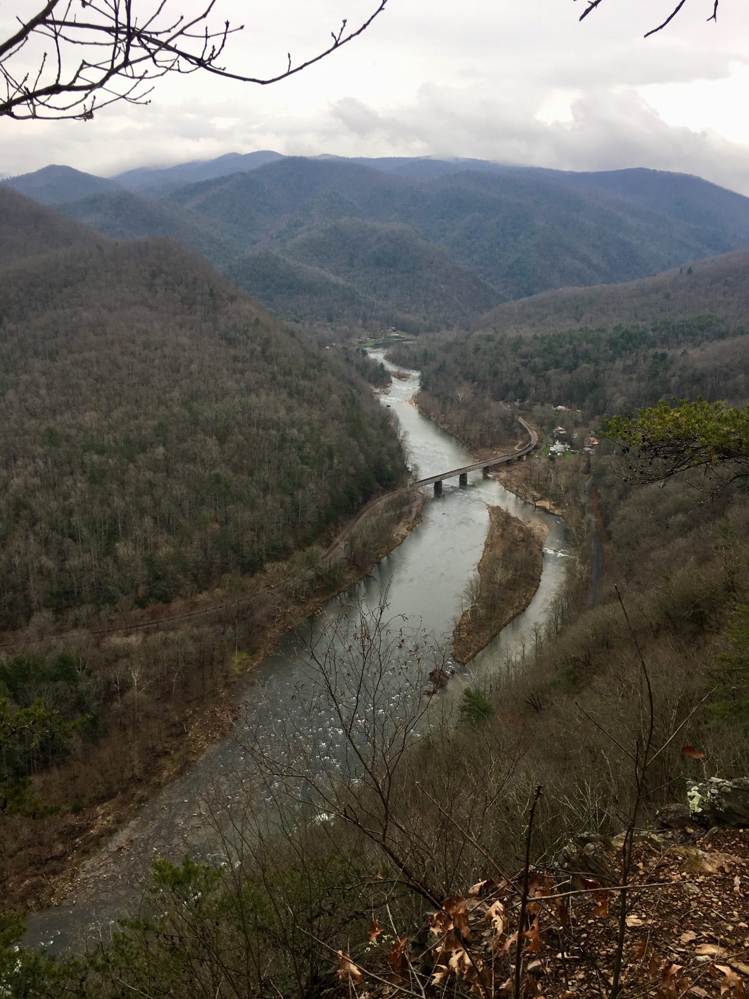 Hiking down to the town of Erwin, TN