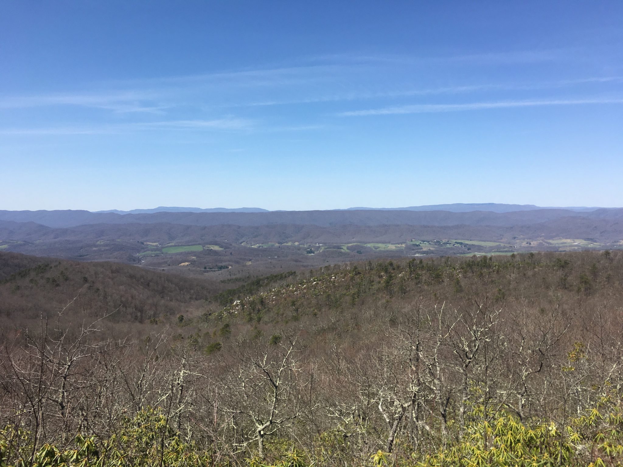 Typical views of Virginia with small towns and farms in the valley