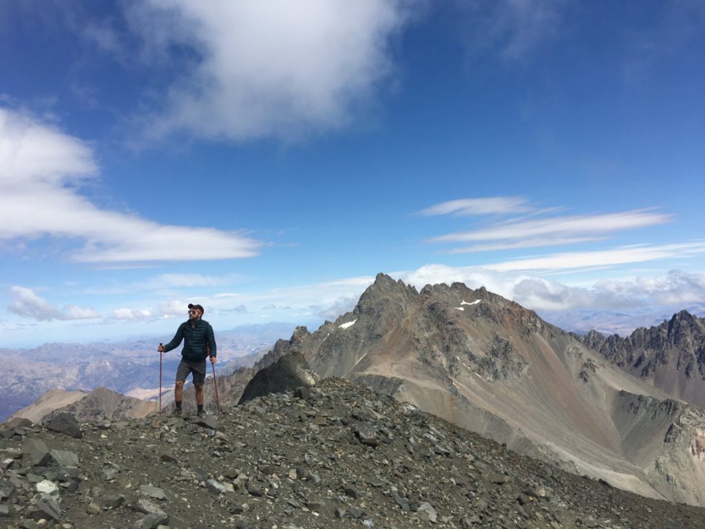 Hiking up the final ridge to the summit with Mt. Alarm in the background